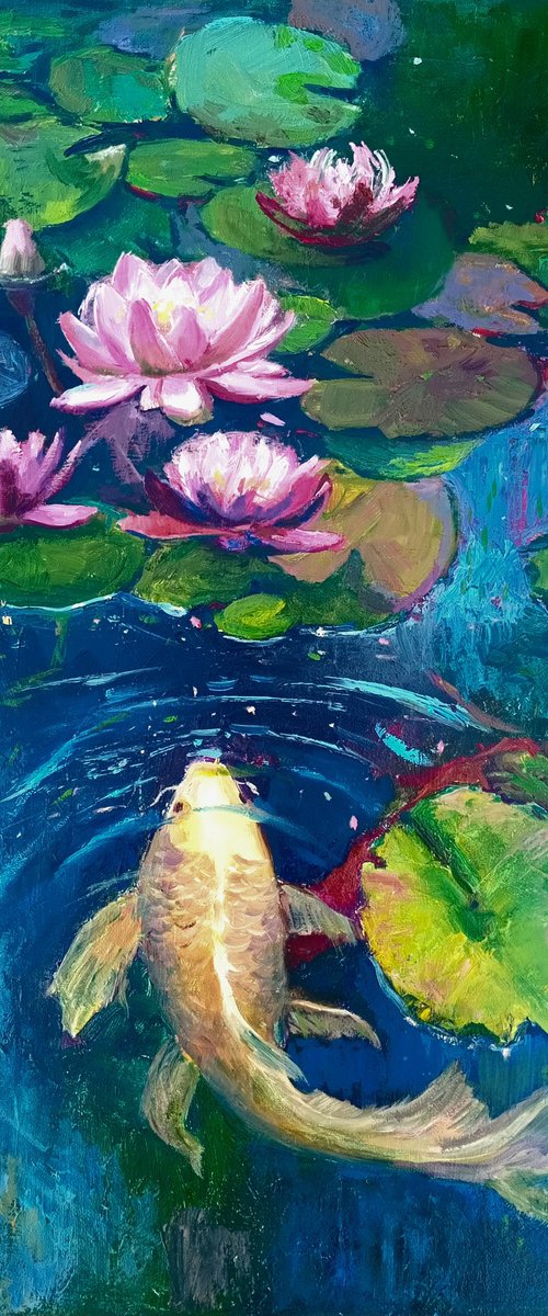 Pond with water lilies by Ann Krasikova