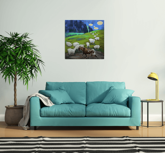 A random passerby. Mountain landscape