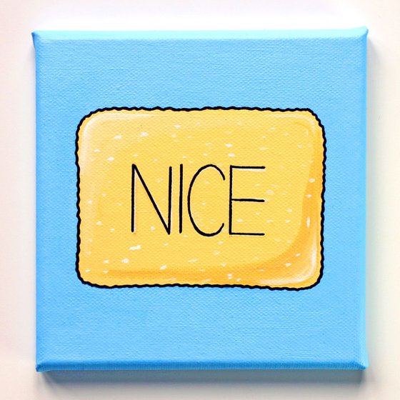 Nice Biscuit Pop Art Painting on Miniature Canvas