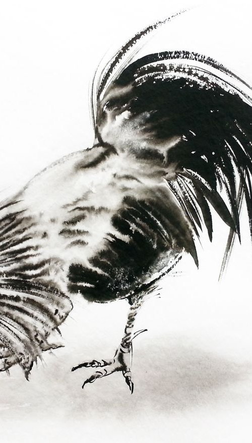 Cockerel - Rooster Year - 2017 by Olga Beliaeva Watercolour