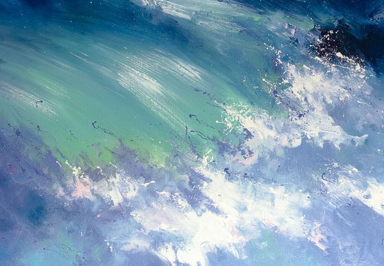 Morning Storm. Seascape scene. Ocean Painting.