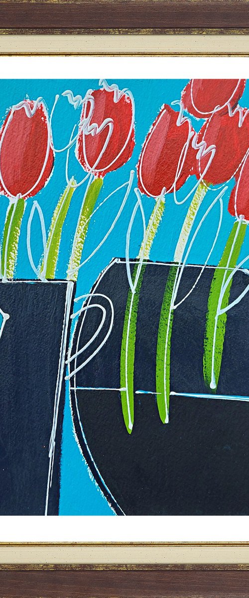 Two Vases of Tulips III by Jan Rippingham