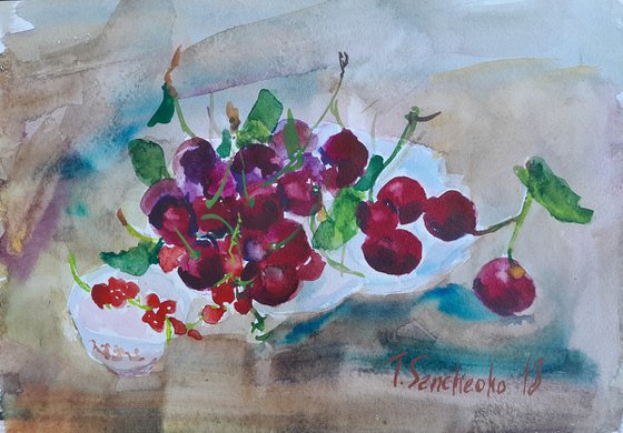 Cherries on the table