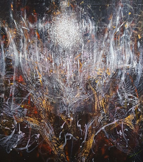 HUGE ENERGY ANGEL SPIRITUAL DARK BEAUTY METAPHYSIC RELIGIOUS PAINTING BY KLOSKA