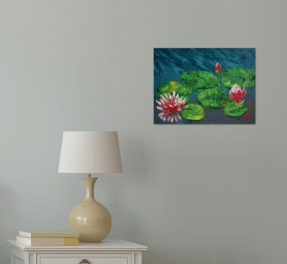 WATER LILIES, II / ORIGINAL OIL PAINTING