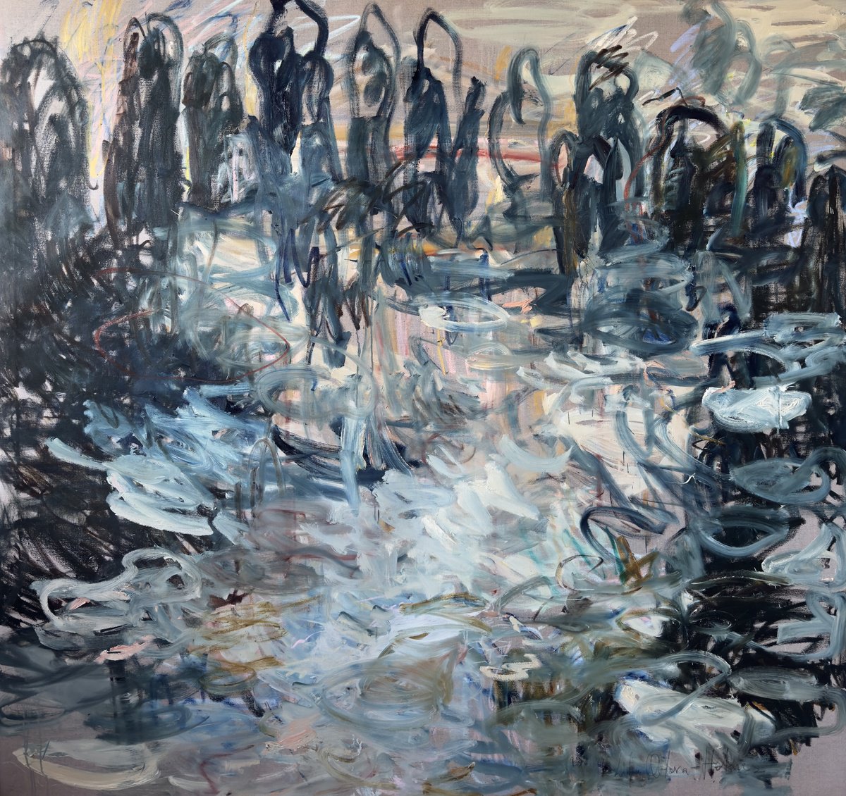 Expressive Oil Painting , Winter Lake By Lilia Orlova-Holmes, 79 X 75, Artwork For Sale On Artfinder