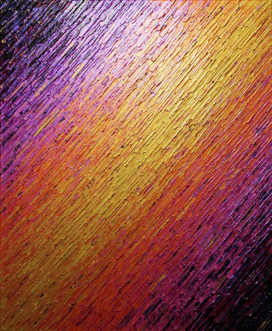 Iridescent gold orange pink knife texture