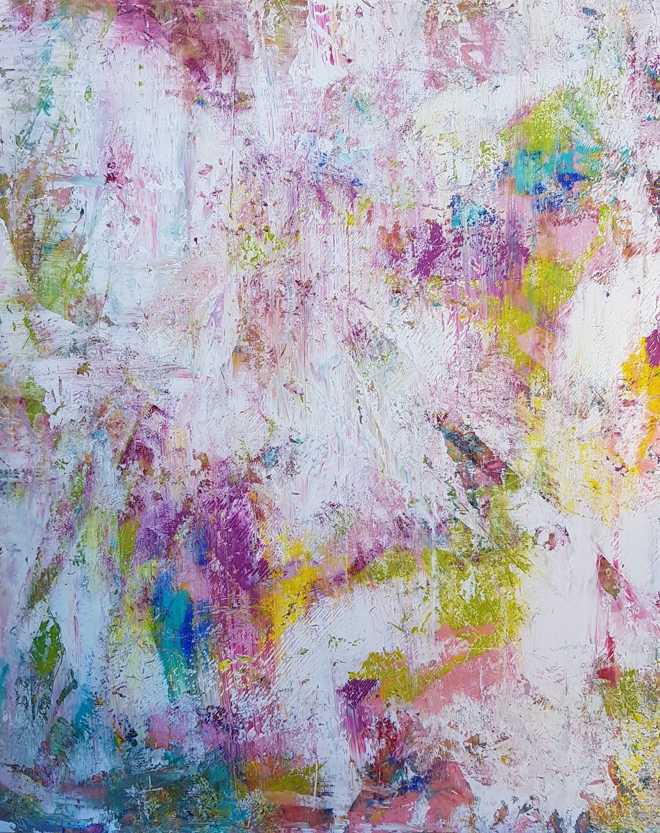 Abstract Acrylic Painting By Ivana Olbricht, 35 X 47, Summer Kiss, Original Artwork