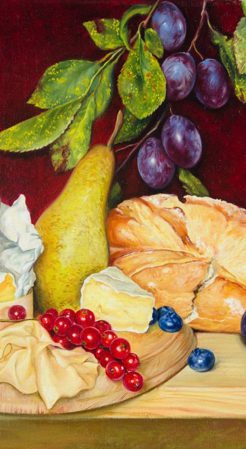 Still life with cheese and pear by Daria Galinski