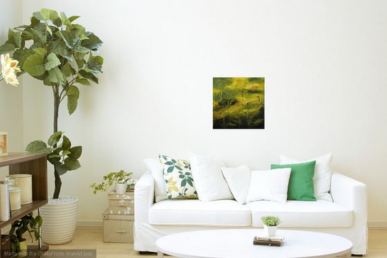 Mainly Green - small abstract landscape acrylic painting - ready to hang