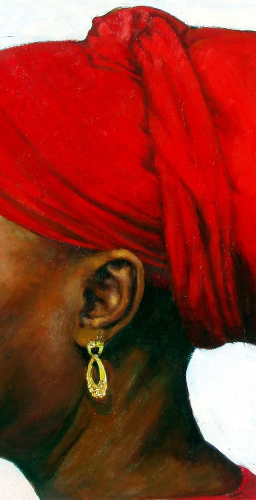 A Red Turban by QI Debrah