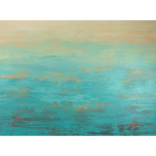 Aqua Beach - Modern Abstract Expressionist Seascape by Suzanne Vaughan