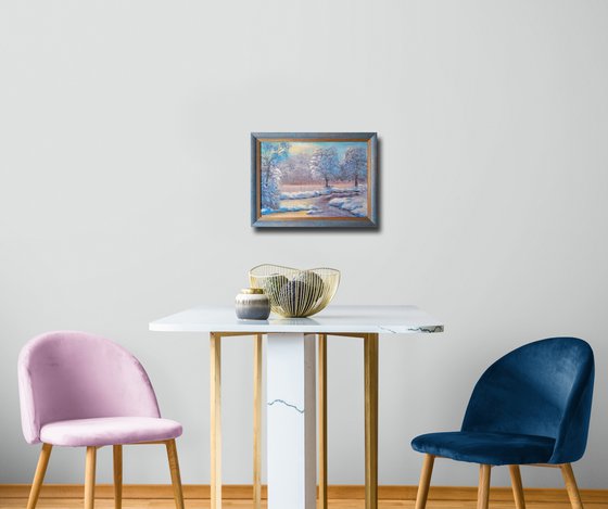 Winter dawn in the forest