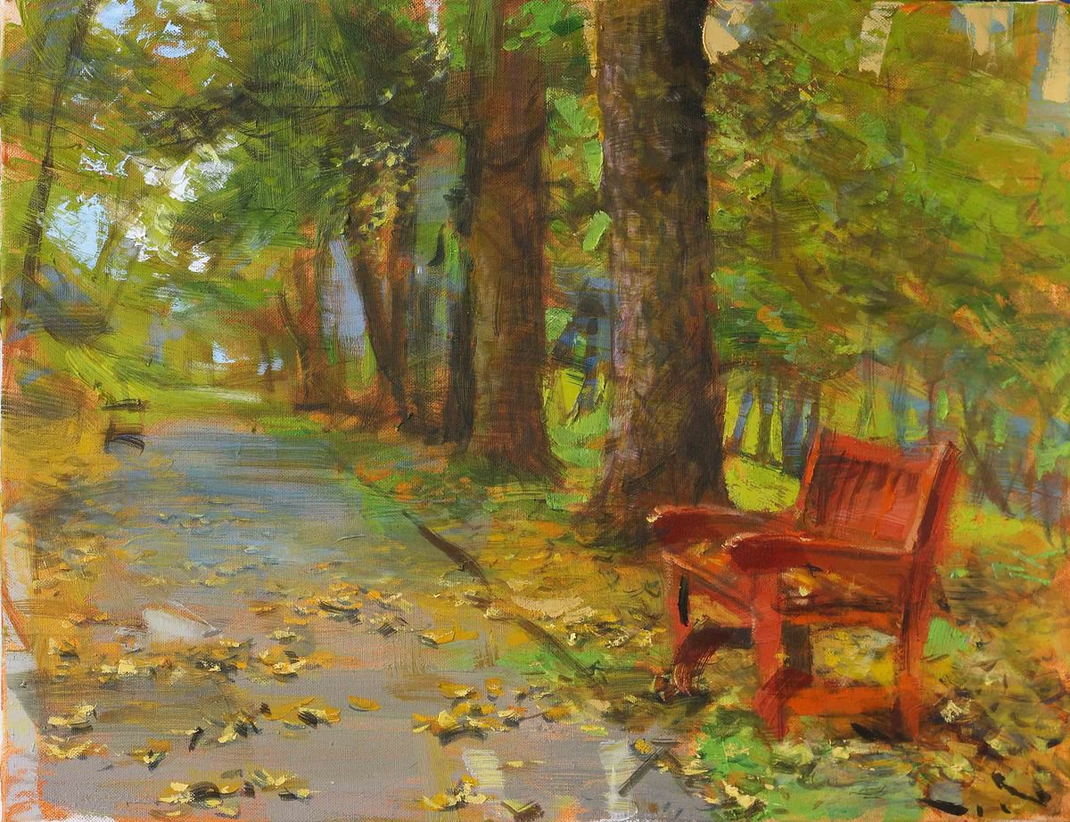 Autumn park alley by Eugene Segal