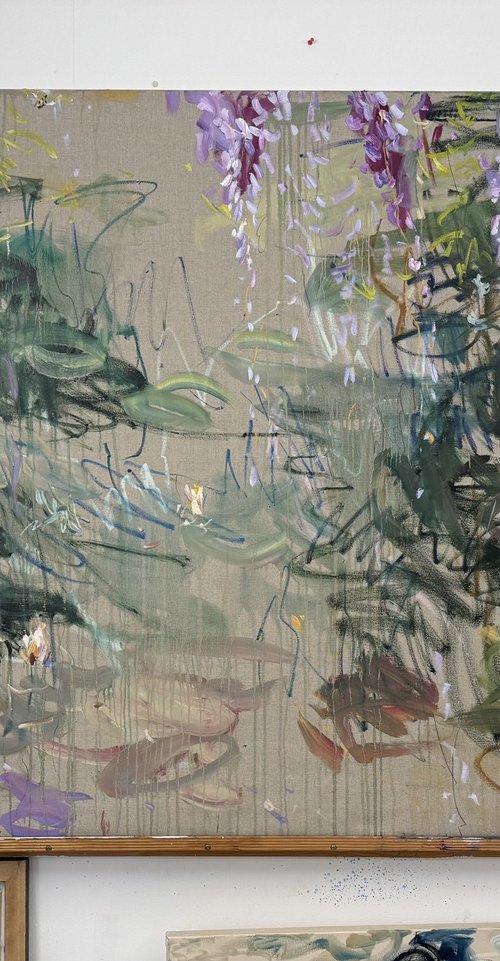Wisteria over the pond by Lilia Orlova-Holmes