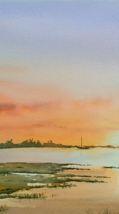 Warm Sunset over Still Waters by Charles Pierson