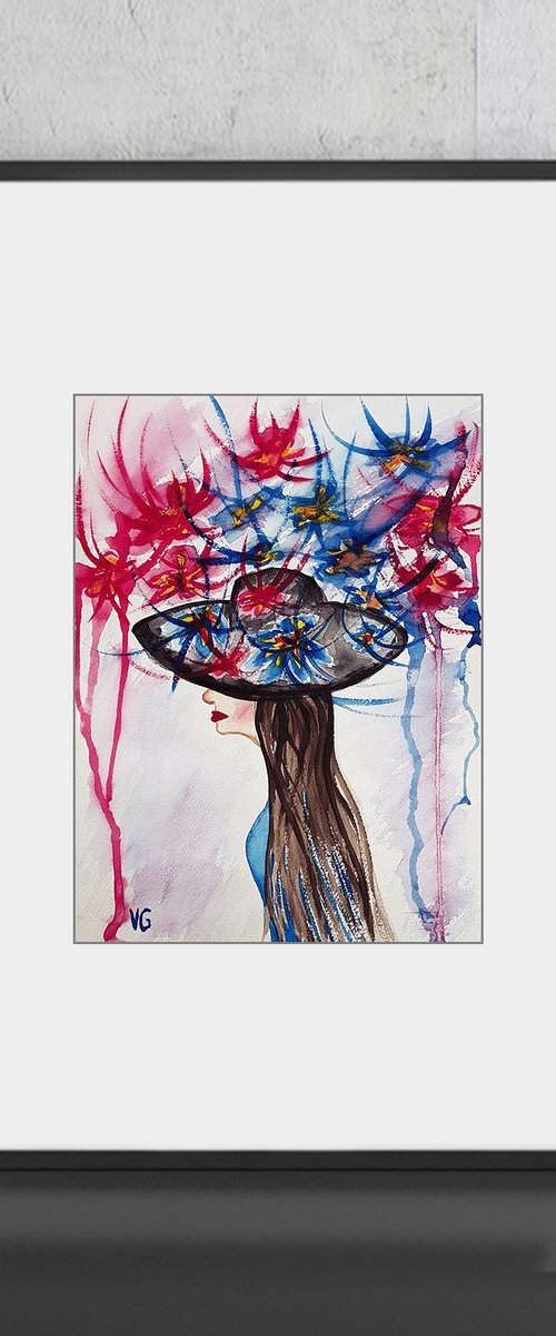 "Flowers on her mind" Floral Painting by Viktoriya Gorokhova