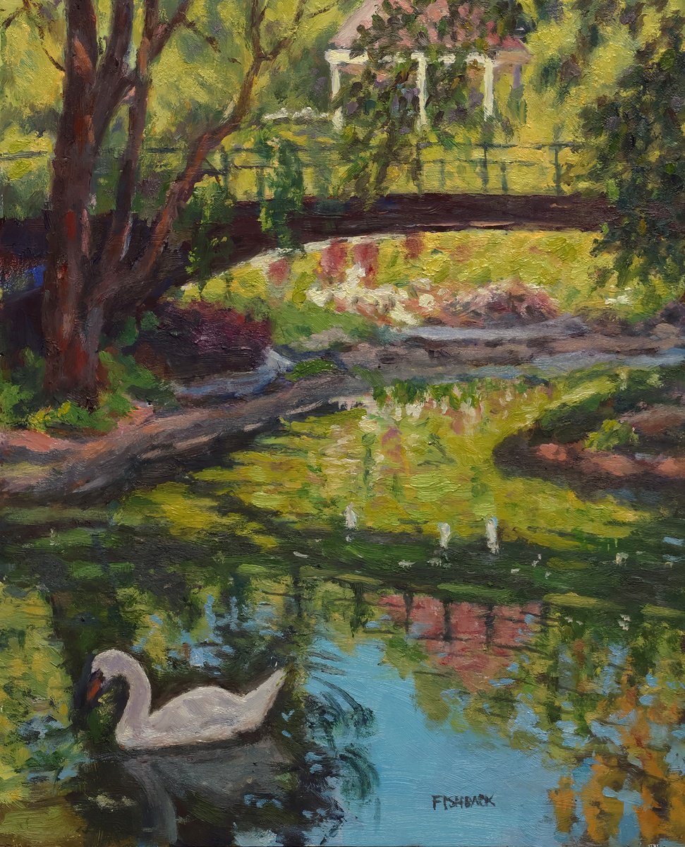 Impressionistic Landscape Oil Painting By Daniel Brian Fishback, 8 X 10, Grotto Reflections, Original Artwork