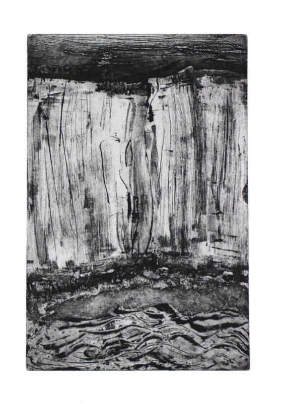 Heike Roesel "Sea, Beach, Cliffs" fine art etching in edition of 10