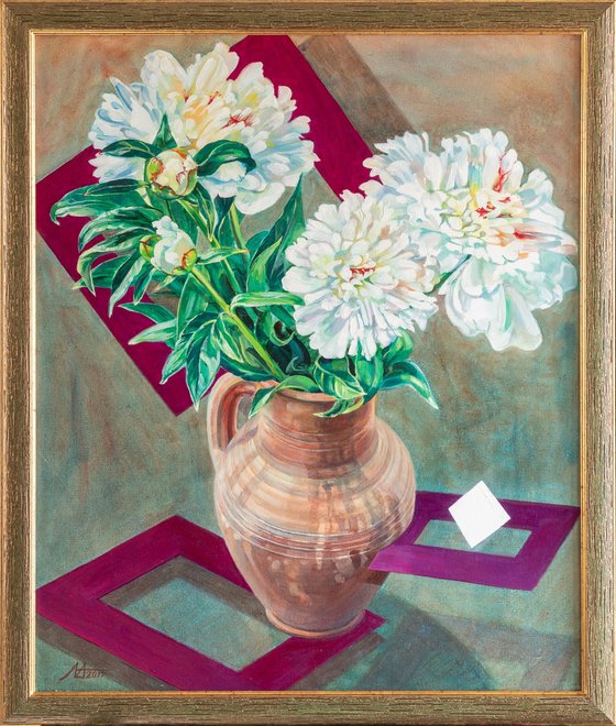 Peonies in a Pitcher