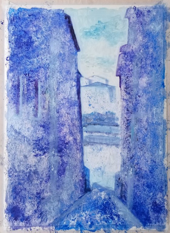 Blue dusk in the Spanish town