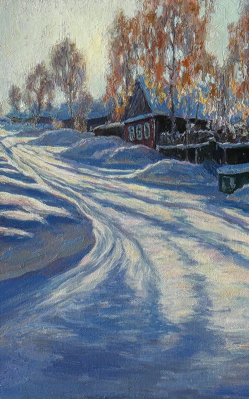 Cold Sunlight - sunny winter painting by Nikolay Dmitriev