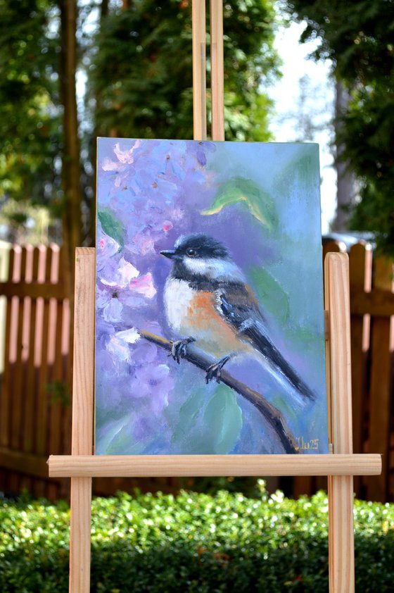 Bird in a Blooming Garden