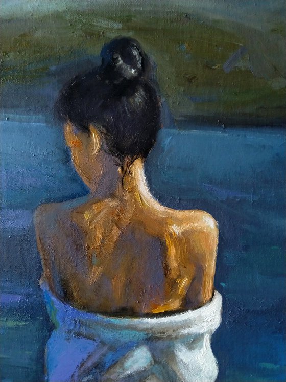 Summer 50x70cm ,oil/canvas, impressionistic figure