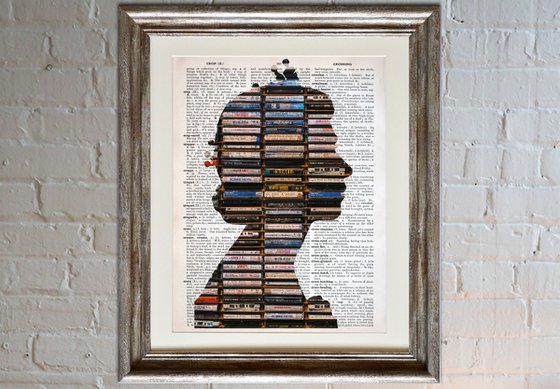 Queen Elizabeth II - Cassette Tape - Collage Art on Large Real English Dictionary Vintage Book Page