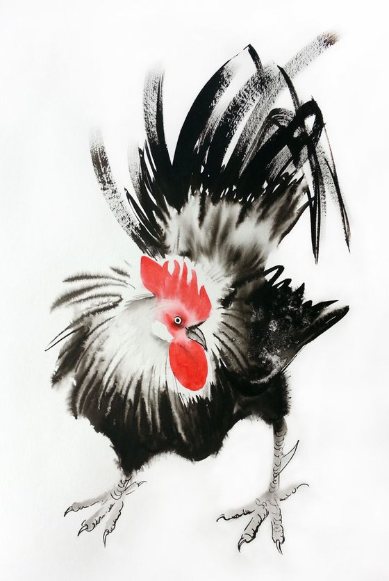 Rooster - Rooster Year - 2017 Chinese New Year of the Rooster – Watercolor – Ink -  Rooster Chinese Painting