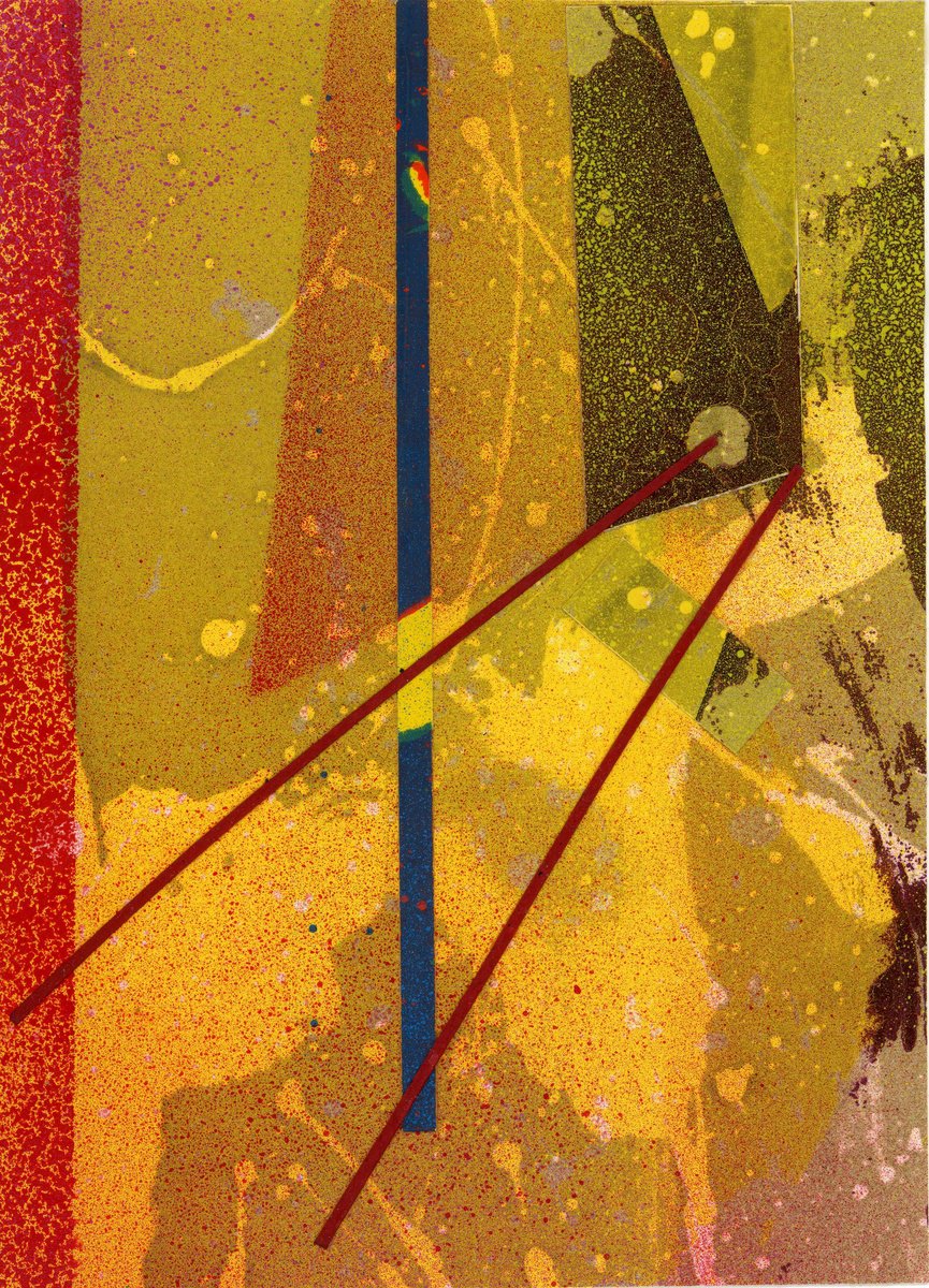 Geometric Abstract Collage By Alfred Ng, 7 X 9, Abstract Collage #22, Original Artwork