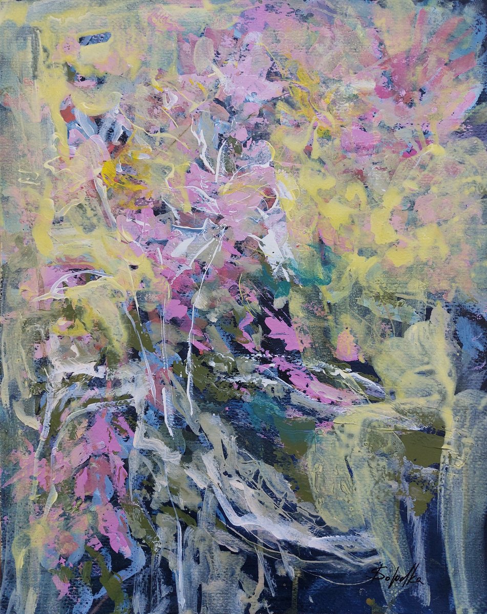 Abstract Acrylic Painting By Katia Solodka, 16 X 20", Garden Of Dream 13, Original Artwork