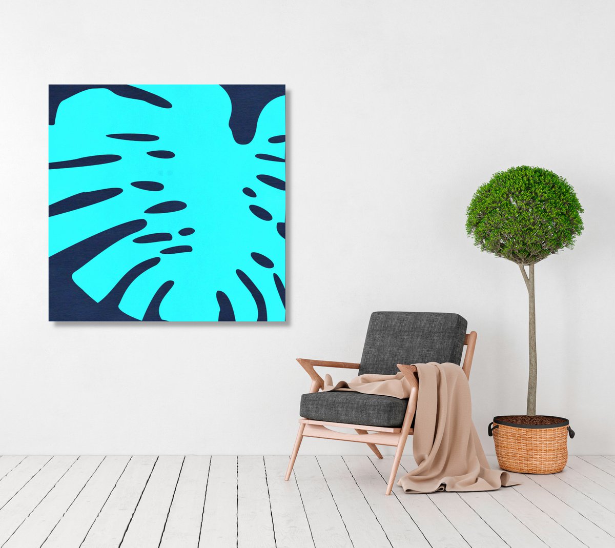 Monstera #07 - Extra Large Painting - Shipping Rolled in a Tube by Marina Krylova