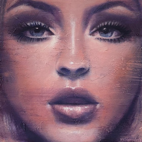 Lila Moss | blonde female contemporary portrait of model oil paint on canvas Painting by RKH