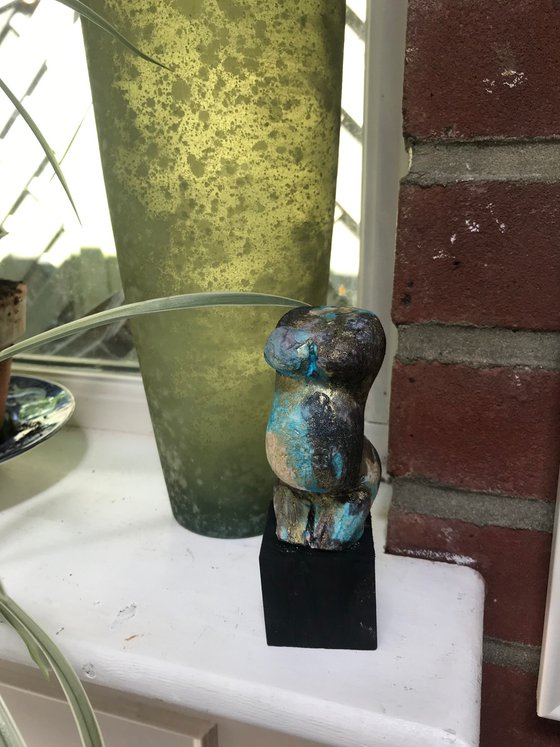 Nude Sculpture... Earth Mother In Turquoise And Gold