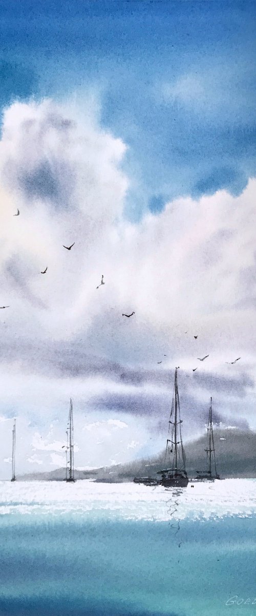 Yachts at sea #9 by Eugenia Gorbacheva