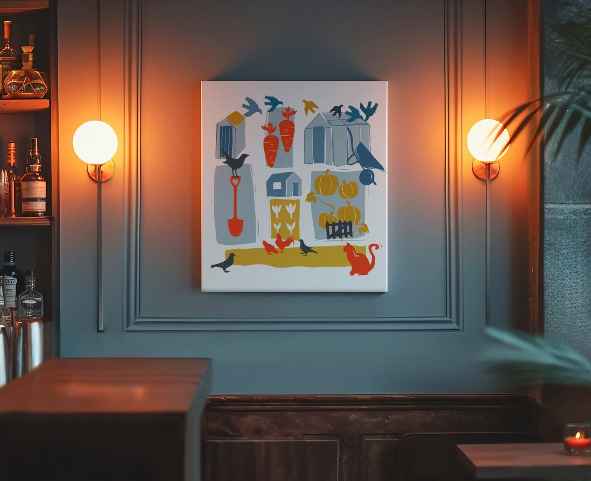 Landscape Giclee Print By Emma Evans-Freke, 20 X 20, Autumn Allotement, Original Artwork