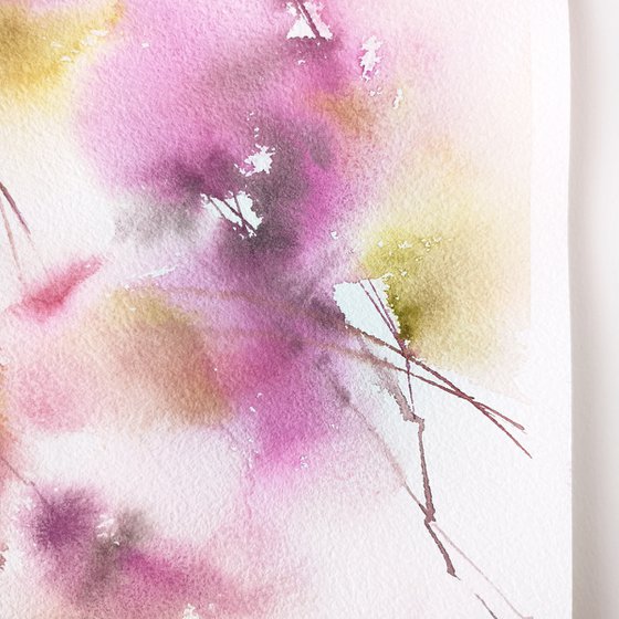 Soft pink bouquet, watercolor flowers, abstract floral painting "Tendresse"