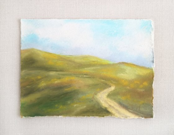Mountain landscape set of 2 small paintings
