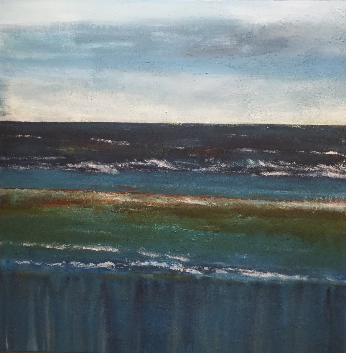 Abstract Acrylic Painting By Irene Gartner, 39 X 39, Belle Mare, Original Artwork