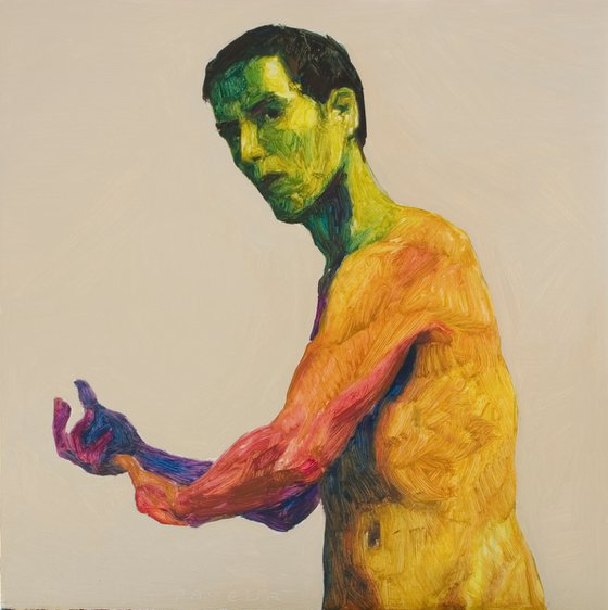 expressionist contemporary nude man - selfportrait