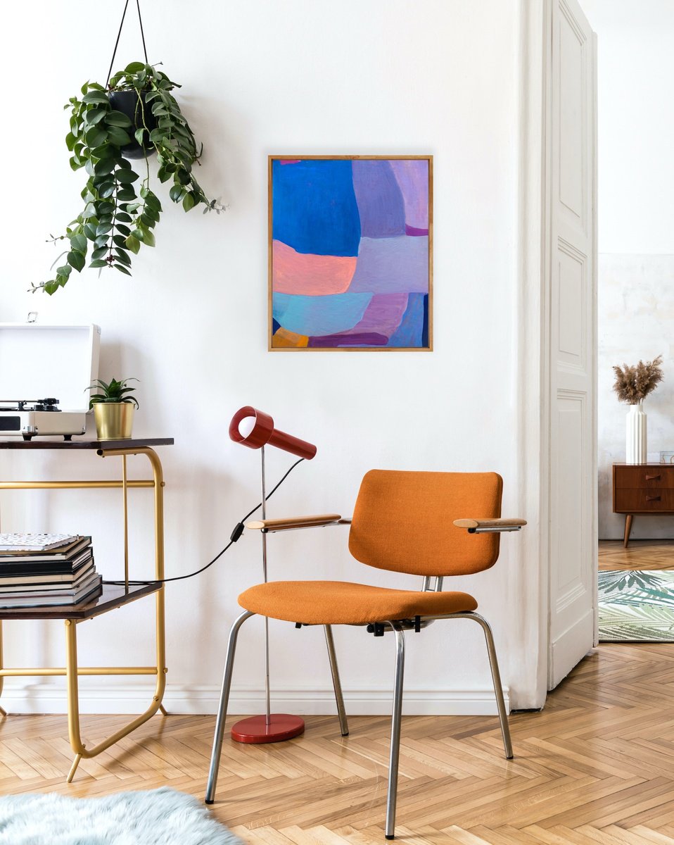 Abstract Oil Painting By Olga Gamy, 20 X 24", Sky Blue, Original Artwork