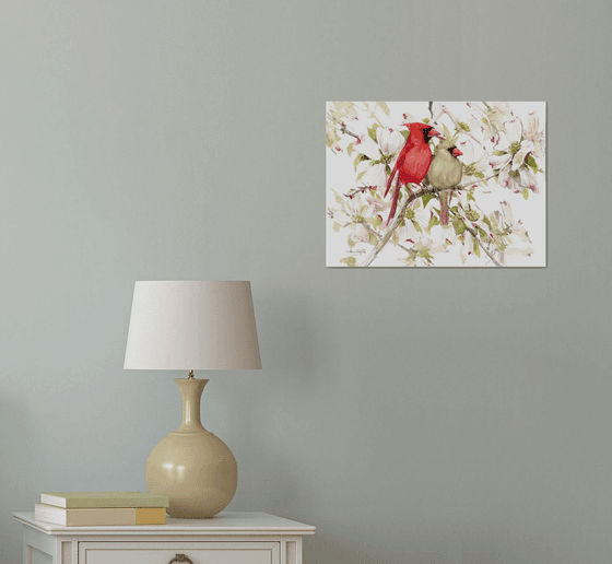 Cardinals and Dogwood