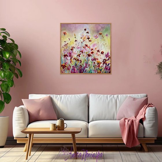Happiness- Flower Meadow Painting