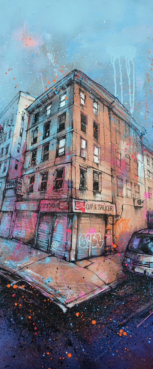 ALL THE WAY UP - Streetart painting - urban cityscape by GRAFFMATT
