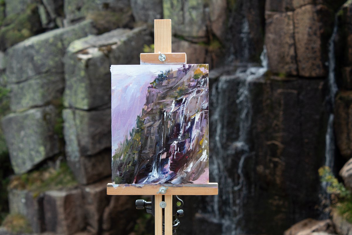 Pan?ava Waterfall Plein Air painting by Bozhena Fuchs