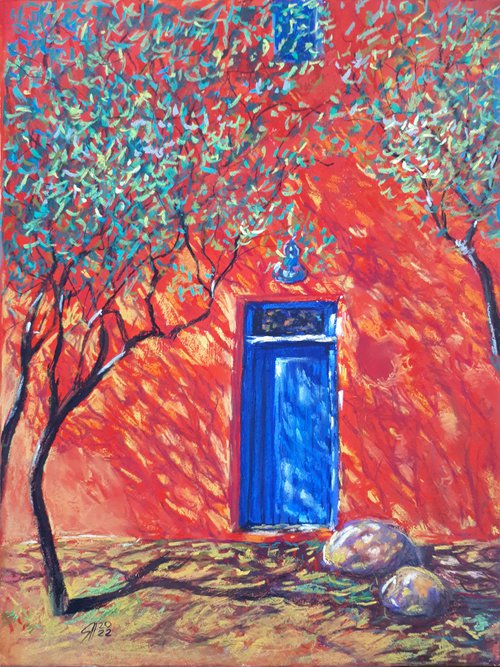 Blue Door... /  ORIGINAL PAINTING by Salana Art Gallery