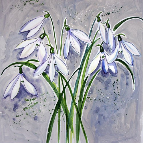 First Snowdrops by Julia  Rigby