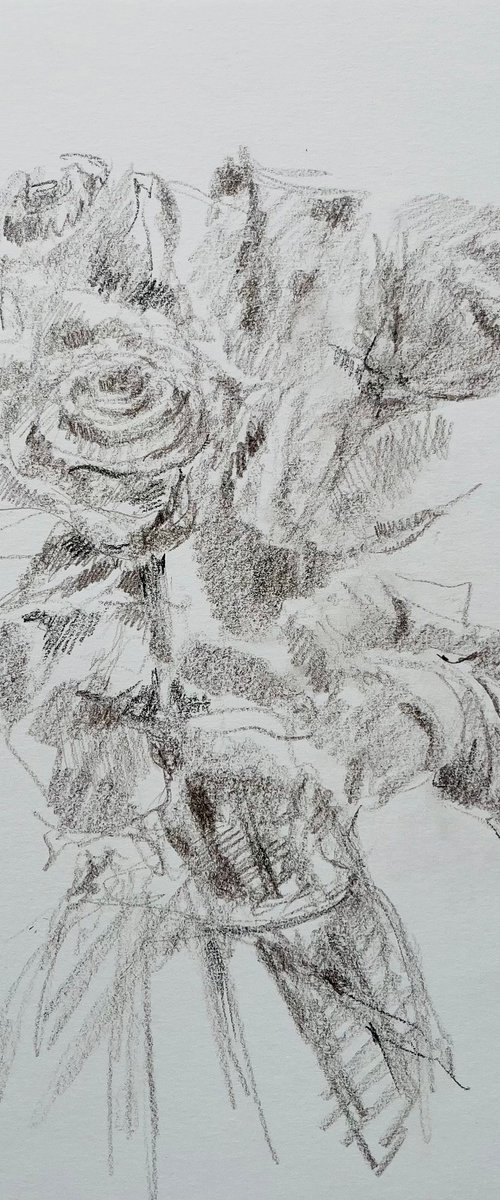 Roses #2 2020. Original charcoal drawing by Yury Klyan