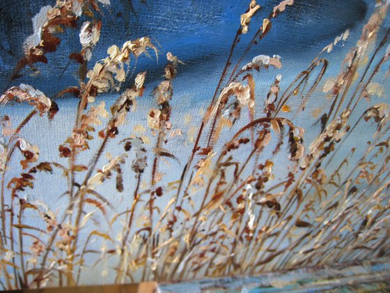 Winter Sunset Over Frozen River